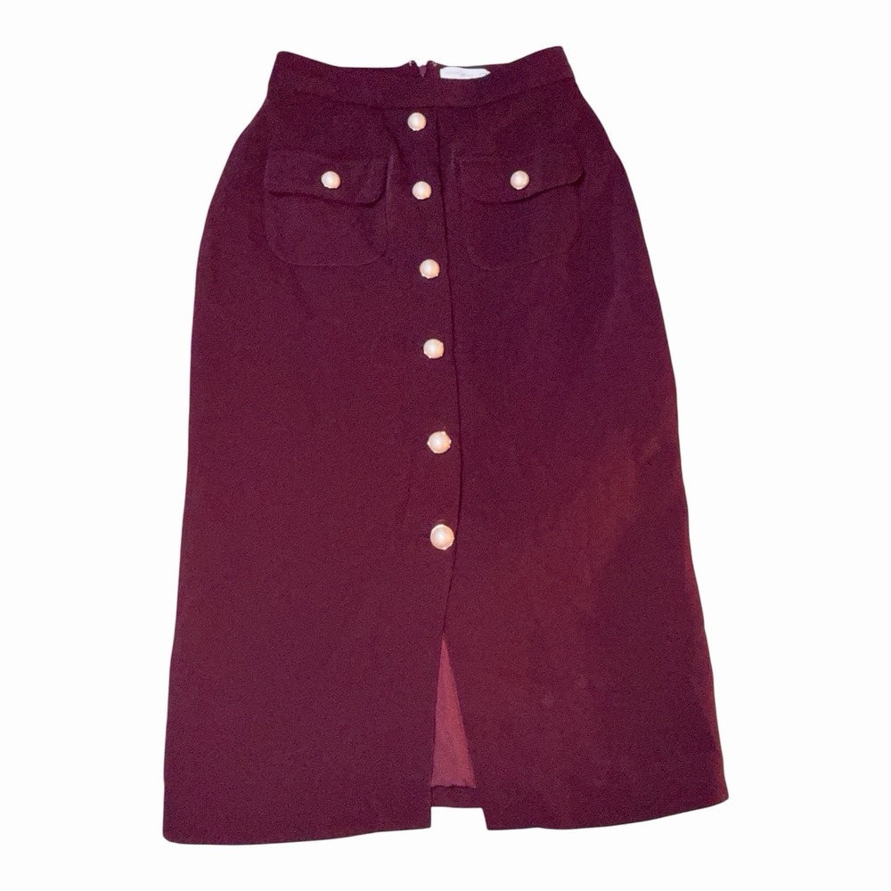 Adam Lippes X RTR Burgundy Pearl Button Midi Skirt 4 Seen On Today Show TV $349